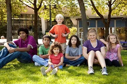 A group of kids outside